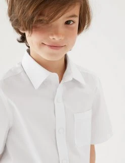 M&S Collection 2pk Boys' Cotton Regular Fit School Shirts (2-18 Yrs) -SCHOOL UNIFORM Sales SD 04 T76 5888S Z0 X EC 1