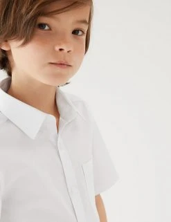 M&S Collection 2pk Boys' Cotton Slim Fit School Shirts (2-18 Yrs) -SCHOOL UNIFORM Sales SD 04 T76 5889S Z0 X EC 1