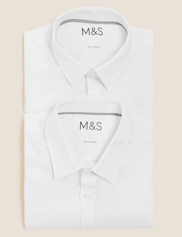 M&S Collection Boys' 2pk Slim Fit Stretch School Shirts (2-18 Yrs) 8 M&S Collection Boys' 2pk Slim Fit Stretch School Shirts (2-18 Yrs) - Image 6