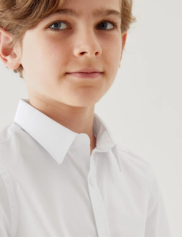 M&S Collection Boys' 2pk Skinny Fit Stretch School Shirts (2-18 Yrs) 5 M&S Collection Boys' 2pk Skinny Fit Stretch School Shirts (2-18 Yrs) - Image 3