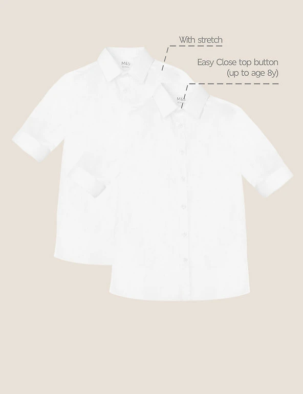 M&S Collection Boys' 2pk Skinny Fit Stretch School Shirts (2-18 Yrs) 4 M&S Collection Boys' 2pk Skinny Fit Stretch School Shirts (2-18 Yrs) - Image 2