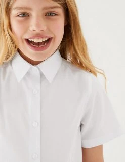 M&S Collection 3pk Girls' Longer Length Easy Iron School Shirts (4-18 Yrs) -SCHOOL UNIFORM Sales SD 04 T76 5946L Z0 X EC 1