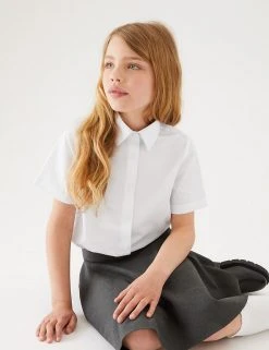 M&S Collection 3pk Girls' Easy Iron School Shirts (2-16 Yrs)