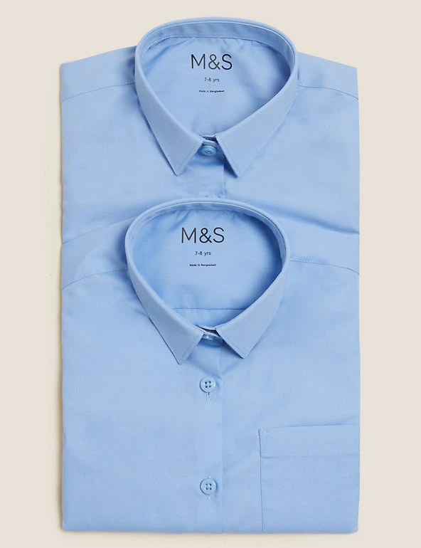 M&S Collection 2pk Girls' Slim Fit Non-Iron School Shirts (2-18 Yrs) 14 M&S Collection 2pk Girls' Slim Fit Non-Iron School Shirts (2-18 Yrs) - Image 12