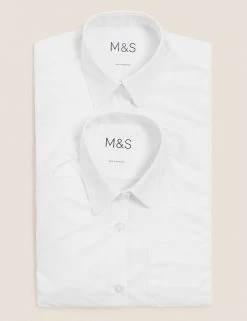 M&S Collection 2pk Girls' Slim Fit Non-Iron School Shirts (2-18 Yrs) 19 M&S Collection 2pk Girls' Slim Fit Non-Iron School Shirts (2-18 Yrs) -SCHOOL UNIFORM Sales SD 04 T76 5984 Z0 X EC 7