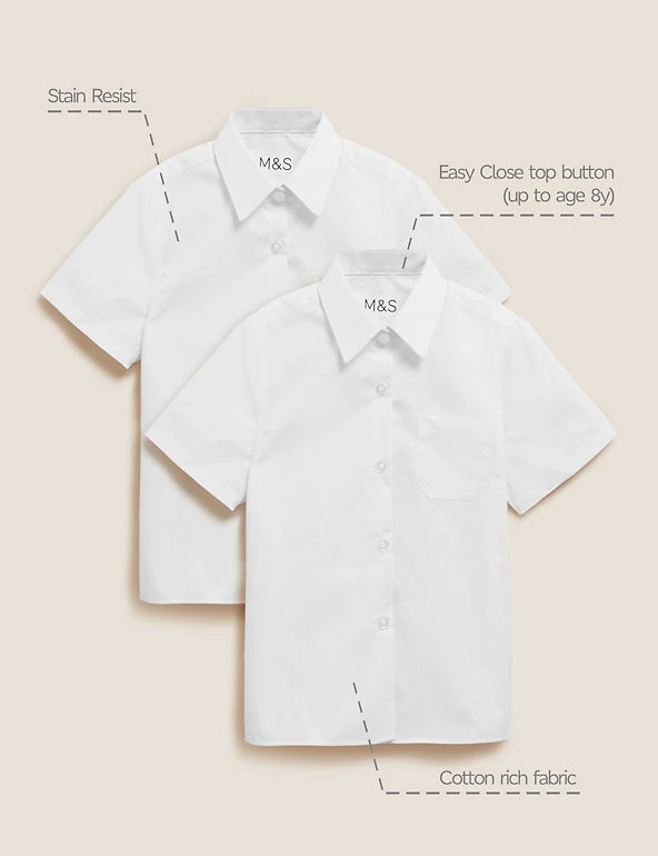 M&S Collection 2pk Girls' Slim Fit Non-Iron School Shirts (2-18 Yrs) 4 M&S Collection 2pk Girls' Slim Fit Non-Iron School Shirts (2-18 Yrs) - Image 2