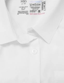 M&S Collection 2pk Girls’ Slim Fit Pure Cotton School Shirts (2-18 Yrs) -SCHOOL UNIFORM Sales SD 04 T76 5996S Z0 X EC 3