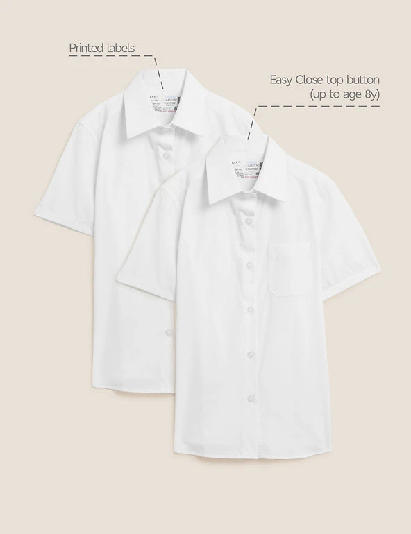 M&S Collection 2pk Girls’ Pure Cotton School Shirts (2-18 Yrs) 4 M&S Collection 2pk Girls’ Pure Cotton School Shirts (2-18 Yrs) - Image 2