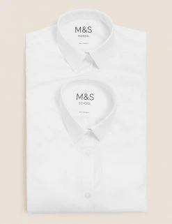 M&S Collection Shirts 2pk Girls' Slim Fit Non-Iron School Blouses (2-16 Yrs) 15 M&S Collection Shirts 2pk Girls' Slim Fit Non-Iron School Blouses (2-16 Yrs) -SCHOOL UNIFORM Sales SD 04 T76 6020 Z0 X EC 7