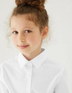 M&S Collection 3pk Girls' Longer Length Easy Iron School Shirts (4-18 Yrs) -SCHOOL UNIFORM Sales SD 04 T76 6023L Z0 X EC 1