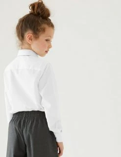 M&S Collection 3pk Girls' Longer Length Easy Iron School Shirts (4-18 Yrs) -SCHOOL UNIFORM Sales SD 04 T76 6023L Z0 X EC 2