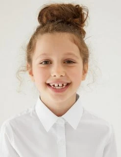 M&S Collection 3pk Girls' Plus Fit Easy Iron School Shirts (4-18 Yrs) -SCHOOL UNIFORM Sales SD 04 T76 6023P Z0 X EC 1