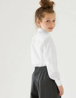 M&S Collection 3pk Girls' Plus Fit Easy Iron School Shirts (4-18 Yrs) -SCHOOL UNIFORM Sales SD 04 T76 6023P Z0 X EC 2