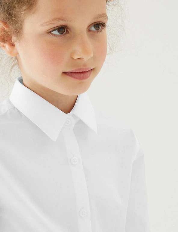 M&S Collection 3pk Girls' Easy Iron School Shirts (2-16 Yrs) 5 M&S Collection 3pk Girls' Easy Iron School Shirts (2-16 Yrs) - Image 3