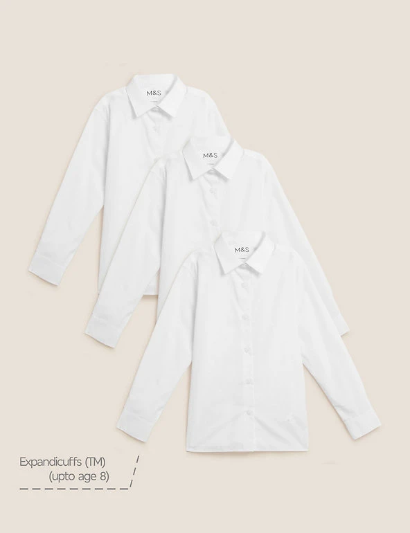 M&S Collection 3pk Girls' Easy Iron School Shirts (2-16 Yrs) 4 M&S Collection 3pk Girls' Easy Iron School Shirts (2-16 Yrs) - Image 2