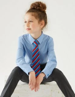 M&S Collection 3pk Girls' Slim Fit Easy Iron School Shirts (2-16 Yrs) -SCHOOL UNIFORM Sales SD 04 T76 6024 E0 X EC 0