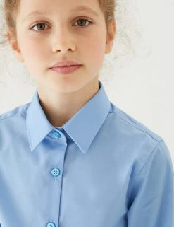 M&S Collection 3pk Girls' Slim Fit Easy Iron School Shirts (2-16 Yrs) -SCHOOL UNIFORM Sales SD 04 T76 6024 E0 X EC 1