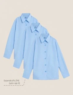 M&S Collection 3pk Girls' Slim Fit Easy Iron School Shirts (2-16 Yrs) -SCHOOL UNIFORM Sales SD 04 T76 6024 E0 X EC 90