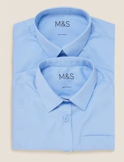 M&S Collection 2pk Girls' Non-Iron School Shirts (2-18 Yrs) 25 M&S Collection 2pk Girls' Non-Iron School Shirts (2-18 Yrs) -SCHOOL UNIFORM Sales SD 04 T76 6037 E0 X EC 7