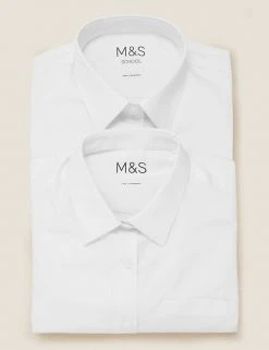 M&S Collection 2pk Girls' Non-Iron School Shirts (2-18 Yrs) 19 M&S Collection 2pk Girls' Non-Iron School Shirts (2-18 Yrs) -SCHOOL UNIFORM Sales SD 04 T76 6037 Z0 X EC 7