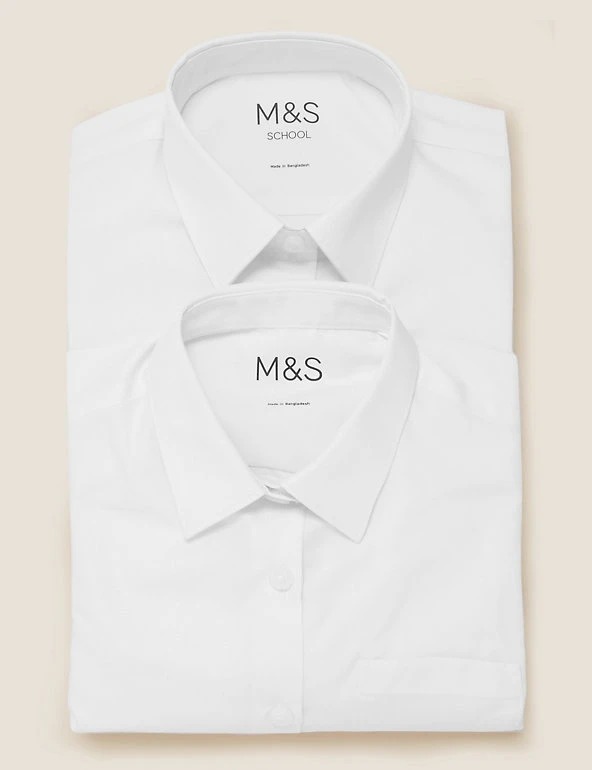 M&S Collection 2pk Girls' Non-Iron School Shirts (2-18 Yrs) 8 M&S Collection 2pk Girls' Non-Iron School Shirts (2-18 Yrs) - Image 6