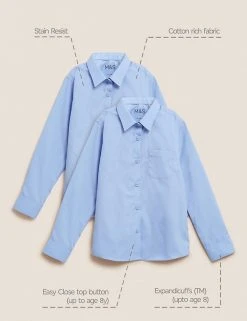 M&S Collection 2pk Girls' Slim Fit Non-Iron School Shirts (2-18 Yrs) 22 M&S Collection 2pk Girls' Slim Fit Non-Iron School Shirts (2-18 Yrs) -SCHOOL UNIFORM Sales SD 04 T76 6040 E0 X EC 90