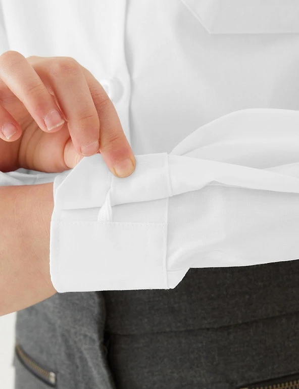 M&S Collection 2pk Girls' Slim Fit Non-Iron School Shirts (2-18 Yrs) 7 M&S Collection 2pk Girls' Slim Fit Non-Iron School Shirts (2-18 Yrs) - Image 5