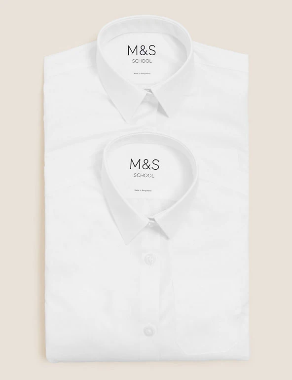 M&S Collection 2pk Girls' Slim Fit Non-Iron School Shirts (2-18 Yrs) 8 M&S Collection 2pk Girls' Slim Fit Non-Iron School Shirts (2-18 Yrs) - Image 6