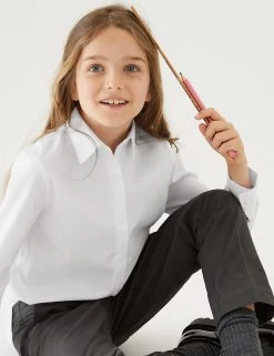 M&S Collection 3pk Girls' Easy Dressing Easy Iron School Shirts (3-18 Yrs)