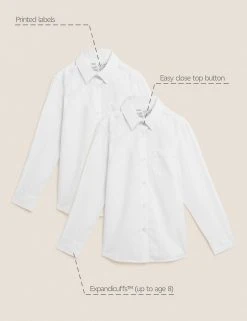 M&S Collection 2pk Girls’ Pure Cotton School Shirts (2-18 Yrs) 9 M&S Collection 2pk Girls’ Pure Cotton School Shirts (2-18 Yrs) -SCHOOL UNIFORM Sales SD 04 T76 6054S Z0 X EC 90