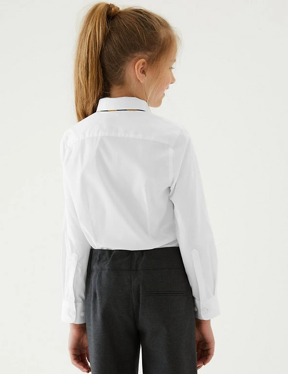 M&S Collection 2pk Girls' Skinny Fit School Shirts (2-18 Yrs) 5 M&S Collection 2pk Girls' Skinny Fit School Shirts (2-18 Yrs) - Image 3