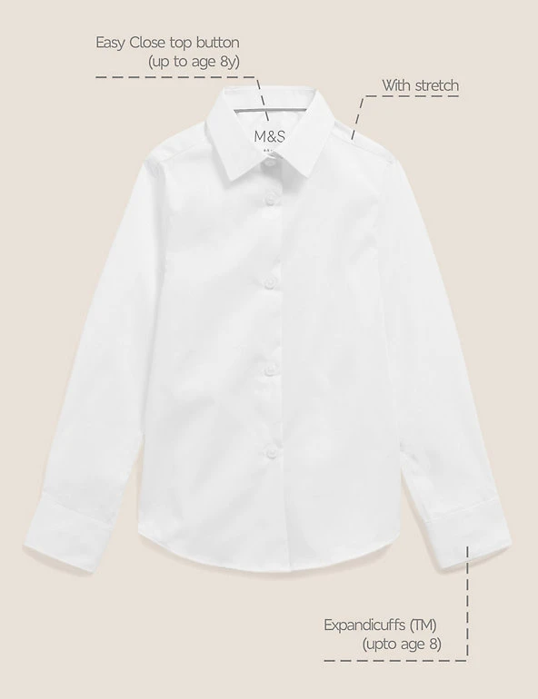 M&S Collection 2pk Girls' Skinny Fit School Shirts (2-18 Yrs) 4 M&S Collection 2pk Girls' Skinny Fit School Shirts (2-18 Yrs) - Image 2
