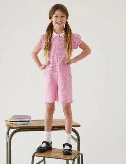 M&S Collection Dresses Girls' Gingham School Playsuit (2-14 Yrs) -SCHOOL UNIFORM Sales SD 04 T76 6479 A0 X EC 0