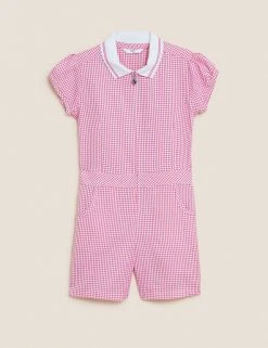 M&S Collection Dresses Girls' Gingham School Playsuit (2-14 Yrs) -SCHOOL UNIFORM Sales SD 04 T76 6479 A0 X EC 90