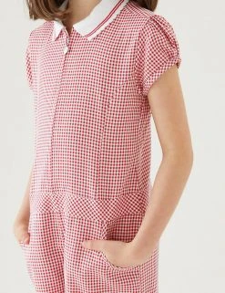 M&S Collection Dresses Girls' Gingham School Playsuit (2-14 Yrs) -SCHOOL UNIFORM Sales SD 04 T76 6479 B0 X EC 1