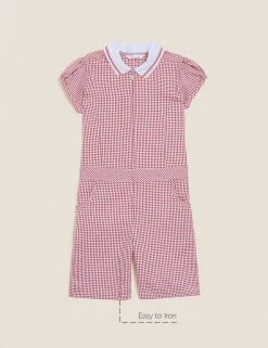 M&S Collection Dresses Girls' Gingham School Playsuit (2-14 Yrs) -SCHOOL UNIFORM Sales SD 04 T76 6479 B0 X EC 90