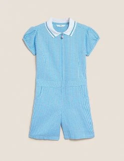 M&S Collection Dresses Girls' Gingham School Playsuit (2-14 Yrs) -SCHOOL UNIFORM Sales SD 04 T76 6479 E1 X EC 90