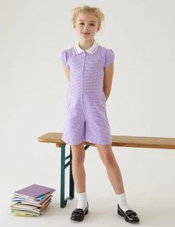 M&S Collection Dresses Girls' Gingham School Playsuit (2-14 Yrs) -SCHOOL UNIFORM Sales SD 04 T76 6479 G0 X EC 0