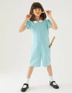 M&S Collection Dresses Girls' Gingham School Playsuit (2-14 Yrs) -SCHOOL UNIFORM Sales SD 04 T76 6479 J0 X EC 0