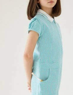 M&S Collection Dresses Girls' Gingham School Playsuit (2-14 Yrs) -SCHOOL UNIFORM Sales SD 04 T76 6479 J0 X EC 1