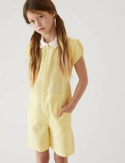 M&S Collection Dresses Girls' Gingham School Playsuit (2-14 Yrs) -SCHOOL UNIFORM Sales SD 04 T76 6479 R0 X EC 0