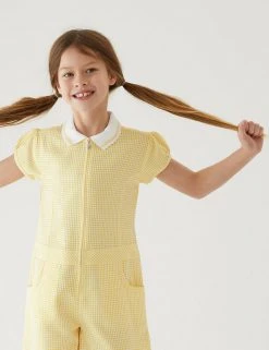 M&S Collection Dresses Girls' Gingham School Playsuit (2-14 Yrs) -SCHOOL UNIFORM Sales SD 04 T76 6479 R0 X EC 1