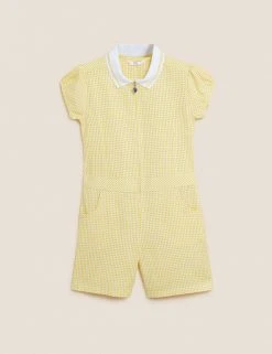 M&S Collection Dresses Girls' Gingham School Playsuit (2-14 Yrs) -SCHOOL UNIFORM Sales SD 04 T76 6479 R0 X EC 90