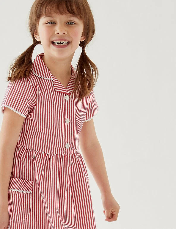 M&S Collection Dresses Girls' Pure Cotton Striped School Dress (2-14 Yrs) 5 M&S Collection Dresses Girls' Pure Cotton Striped School Dress (2-14 Yrs) - Image 3