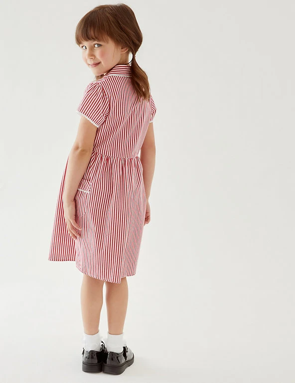 M&S Collection Dresses Girls' Pure Cotton Striped School Dress (2-14 Yrs) 6 M&S Collection Dresses Girls' Pure Cotton Striped School Dress (2-14 Yrs) - Image 4