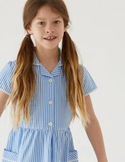 M&S Collection Dresses Girls' Pure Cotton Striped School Dress (2-14 Yrs) 75 M&S Collection Dresses Girls' Pure Cotton Striped School Dress (2-14 Yrs) -SCHOOL UNIFORM Sales SD 04 T76 6480 E1 X EC 1