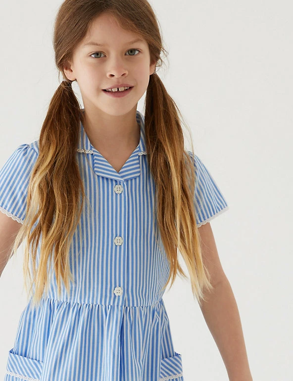 M&S Collection Dresses Girls' Pure Cotton Striped School Dress (2-14 Yrs) 33 M&S Collection Dresses Girls' Pure Cotton Striped School Dress (2-14 Yrs) - Image 31