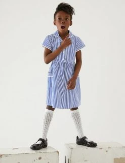 M&S Collection Dresses Girls' Pure Cotton Striped School Dress (2-14 Yrs) 77 M&S Collection Dresses Girls' Pure Cotton Striped School Dress (2-14 Yrs) -SCHOOL UNIFORM Sales SD 04 T76 6480 F0 X EC 0