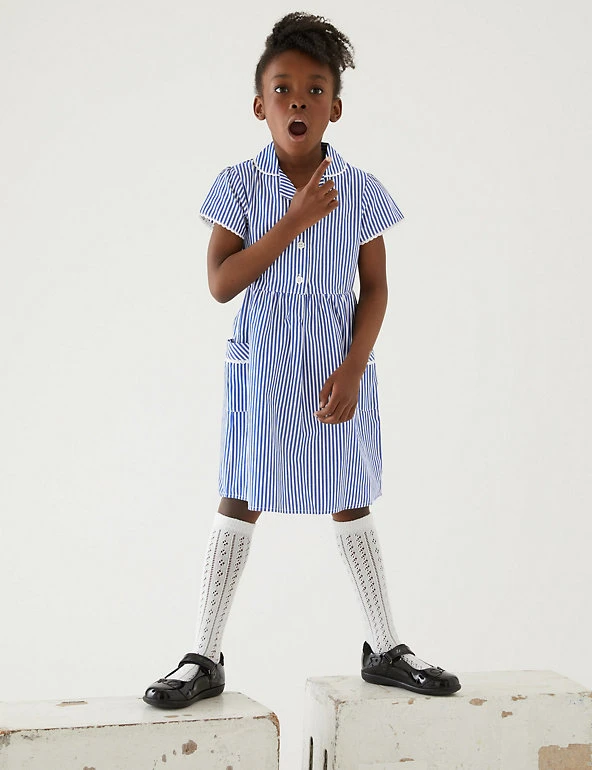 M&S Collection Dresses Girls' Pure Cotton Striped School Dress (2-14 Yrs) 35 M&S Collection Dresses Girls' Pure Cotton Striped School Dress (2-14 Yrs) - Image 33