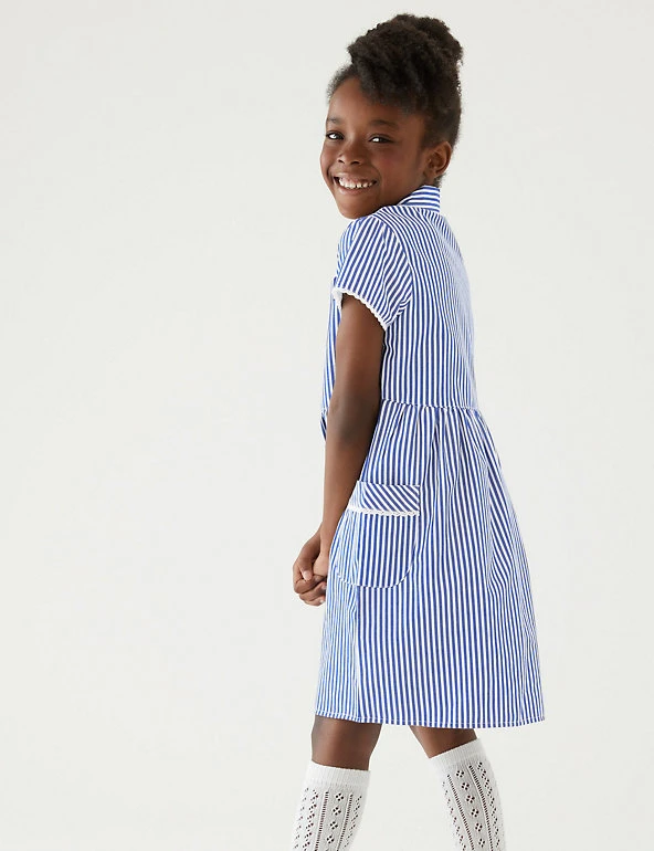 M&S Collection Dresses Girls' Pure Cotton Striped School Dress (2-14 Yrs) 38 M&S Collection Dresses Girls' Pure Cotton Striped School Dress (2-14 Yrs) - Image 36